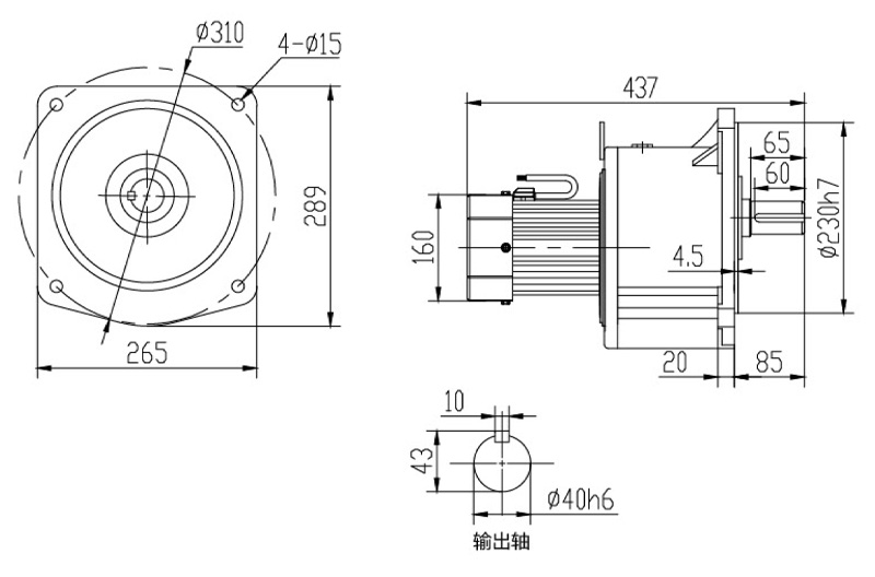 SV40-1500W微型永磁减速电机图纸